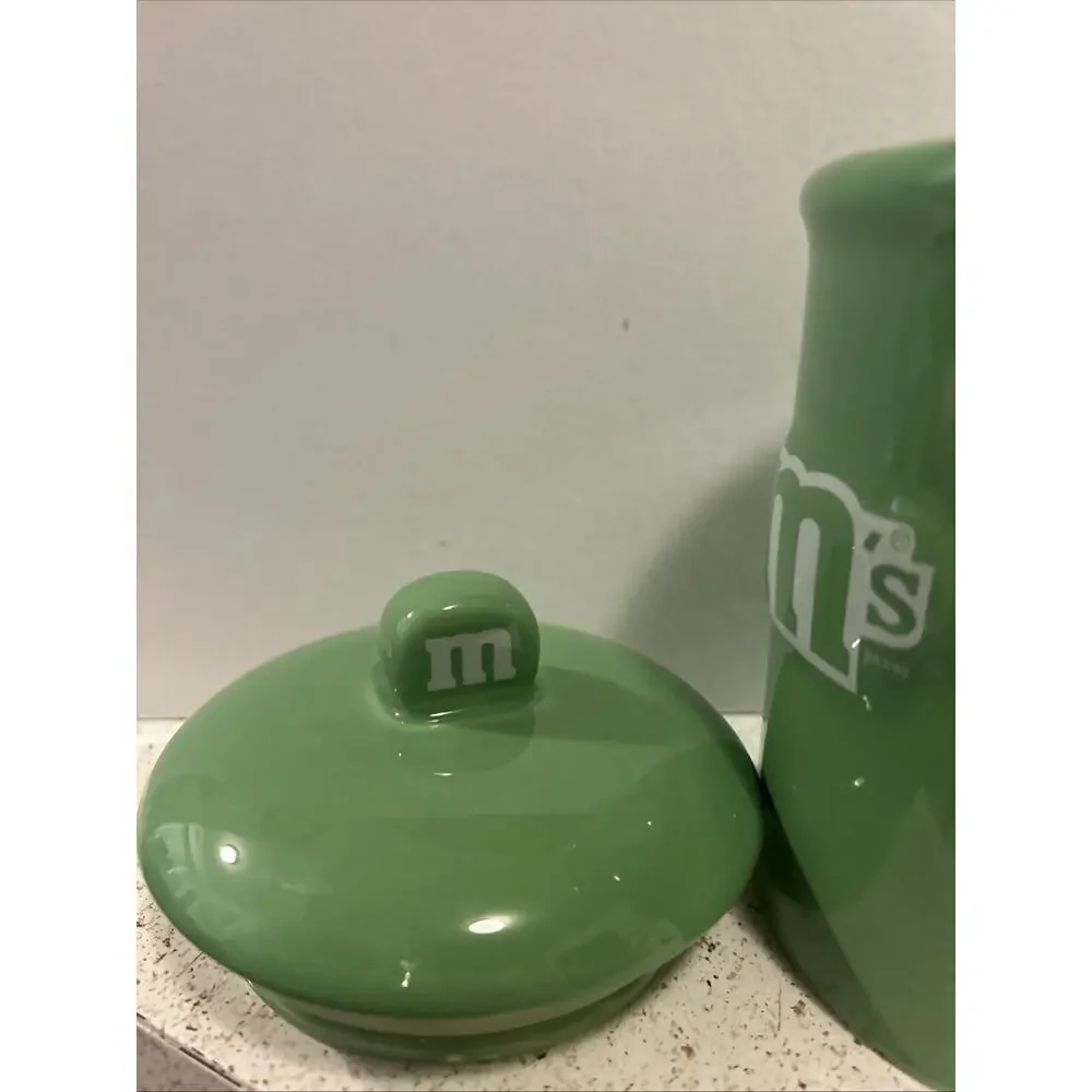M&Ms Ceramic Green Jar 2010 Official Licensed Product 6.5 Inch
